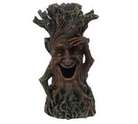 Relaxdays tronc d'arbre décoratif pour aquarium avec visage polyrésine HxLxP 23x11x11 cm eau douce et salée marron
