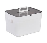 Relaxdays Trousse de Secours, 5 Compartiments, 2 Niveaux, Plastique, HxLxP : 22x28,5x21,5 cm, Blanc/Gris