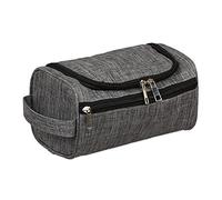 Relaxdays Trousse de Toilette, Hommes et Femmes, 3 Compartiments, imperméable, Sac cosmétique à Suspendre, Voyage, Gris