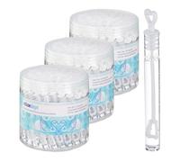 Relaxdays Tubes pour Bulles de Savon, pour Mariage, Lot de 144, poignée en Forme de cœur, Cadeaux pour invités, Blanc