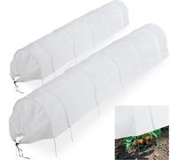 Relaxdays 2 Tunnels de Croissance Pliables, avec arceaux, Longueur 3,4 m, Tissu Non tissé, pour Le Jardin, Blanc
