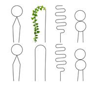 Relaxdays Tuteur à plantes, en lot de 8, métallique, pour plantes d'intérieur et en pot, design original, noir