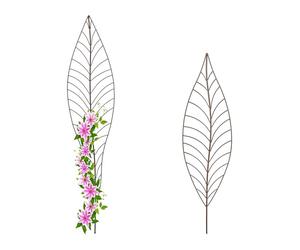Relaxdays Tuteur à Plantes, Lot de 2 (Dimensions différentes), en Forme de Feuille, métallique, Non Fixe, Marron