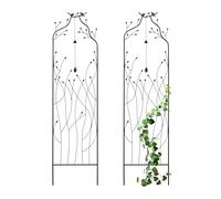 Relaxdays Lot de 2 Treillis en métal, Cloche, H : 170 x 45 cm, tuteur pour Plantes grimpantes, à Planter, Treillis, Noir