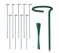 Relaxdays Tuteur à tomates, Lot de 10, métallique, Design Pratique, 80 cm, pour Le Jardin, Vert foncé