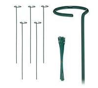 Relaxdays Tuteur à tomates, en Lot de 6, métallique, avec Attaches, Hauteur : 60 cm, pour Le Jardin, Vert foncé