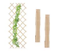 Relaxdays Tuteur à tomates, en lot Pratique de 3, Extensible, Bois de Sapin, pour Le Mur, 180 x 90 cm, Nature