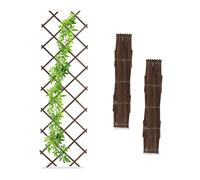 Relaxdays Tuteur à tomates en Lot de 3, Extensible, pour Plantes grimpantes, 180 x 60 cm, pour Jardin, Balcon, Marron