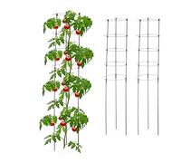 Relaxdays Tuteur à tomates, Lot de 3, 5 Anneaux, HxD : 150 x 28 cm, pour Plantes Utilitaires, métal & Plastique, Noir