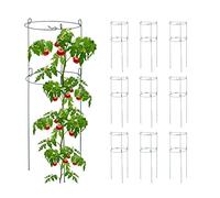 Relaxdays Tuteur à tomates Rond en Lot de 10, Support Jardin pour Plantes, Circulaire, H x D : env. 76 x 26 cm, Vert