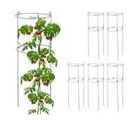 Relaxdays Tuteur à tomates Rond en Lot de 6, Support Jardin pour Plantes, Circulaire, H x D : env. 76 x 26 cm, Vert
