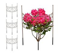 Relaxdays Tuteur Demi-Cercle, Lot de 4, Support Plantes Semi-Circulaire Fleurs et Plantes, hxl: 41,5x31 cm, Acier, Brun