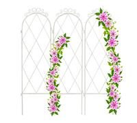 Relaxdays Treillis de Jardin, métal, 3 Tuteurs, H x L : 92 x 27,5 cm, connecteurs piquets, Support obélisque, Blanc