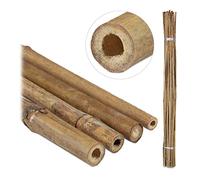 Relaxdays Tuteur pour Plante en Bambou, Lot de 40, 150 x 1,7 cm cm, Croissance des Plantes, Déco, Tiges Bambou, Naturel