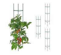 Relaxdays Tuteur pour tomates, Plantes grimpantes, Lot de 4, métal & Plastique, HxLxP : 150x32x32 cm, Vert