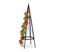 Relaxdays tuteur rosier grimpant, carré, autonome, vignes, jardin, résistant aux intempéries, fer, hauteur: 132 cm, noir