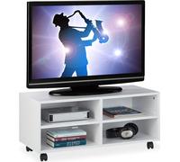 relaxdays TV Board avec 4 compartiments, sur roulettes