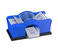 Relaxdays Unisexe - Cortblander pour adulte Relaxdays Machine à mélanger les cartes pour 2 jeux avec manivelle, mélangeur manuel de cartes jusqu'à, bleu, 1 pièce, UE