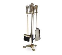 Relaxdays Serviteur de cheminé 5 pièce dorés