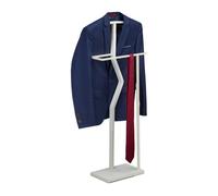 Relaxdays Valet de Chambre, Vestes, HxLxP : env. 107x48x20 cm, métal, MDF, chevalet à vêtement, Dressing, entrée, Blanc