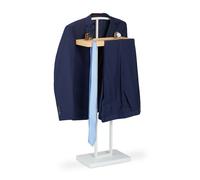 Relaxdays Valet de Chambre, Nuit, Support en Bois, Debout, Costumes sans Plis, MDF et métal, HlP 102 x 46 x 24cm,Blanc