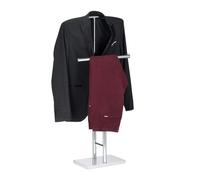 Relaxdays 10024586 Valet de chambre chrome, chevalet, portant habits, de nuit, porte-vêtements, HlP 106x49x20 cm, argent, acier, plastique, 106 x 49 x 20 cm