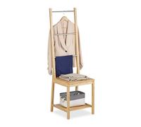Relaxdays Valet de Chambre, en Acier Inoxydable et Bambou, H x L x P : 133 x 40 x 42 cm, Nature et argenté