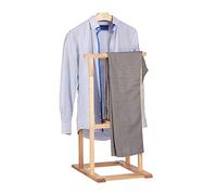 Relaxdays Valet de chambre en bois de noyer porte-vêtements sur pied pantalon valet nuit HxlxP: 102 x 47 x 50 cm, nature