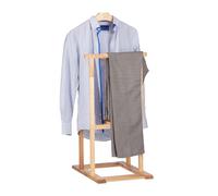 Relaxdays Valet de chambre en bois de noyer porte-vêtements sur pied pantalon valet nuit HxlxP: 102 x 47 x 50 cm, nature