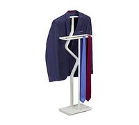 Relaxdays Valet de Chambre, MDF et Acier, Porte-vêtements, HxLxP : 107x47,5x20 cm, Chemises, Pantalons, Blanc