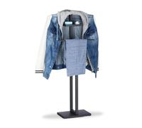 Relaxdays, noir chambre, chevalet, portant, valet de nuit, porte-vêtements, HxlxP 112x52,5x20 cm, acier, MDF, 112 x 52,5 x 20 cm