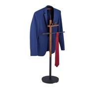 Relaxdays Valet de Chambre, pour Vestes et Pantalons, en MDF et Acier, H x L x P : 116 x 47 x 28 cm, Noir et Marron