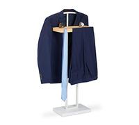 Relaxdays Valet de Chambre, Nuit, Support en Bois, Debout, Costumes sans Plis, MDF et métal, HlP 102 x 46 x 24cm,Blanc
