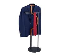 Relaxdays Valet de Chambre, pour Vestes et Pantalons, MDF et Acier, H x L x P : 108 x 45 x 30 cm, Noir et Marron