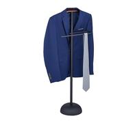 Relaxdays Valet de Chambre, pour Vestes et Pantalons, MDF et Acier, H x L x P : 110 x 45 x 24 cm, Noir et Marron