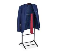 Relaxdays Valet de Chambre, pour Vestes et Pantalons, MDF et Acier, H x L x P : 118 x 47 x 40 cm, Noir et Marron