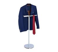 Relaxdays Valet de Chambre, pour Vestes et Pantalons, MDF et Acier, H x L x P : 120 x 45 x 28 cm, argenté et Marron