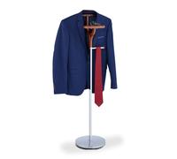 relaxdays Valet de nuit argenté & aspect bois