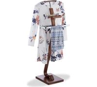 Relaxdays Valet de chambre, chevalet noyer, portant vêtements, valet de nuit, porte-vêtements 112 x 46,5 x 33 cm, brun