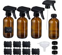 Relaxdays Spray Vide, Lot de 4, Polyvalent, pour l'entretien des Cheveux ou des Plantes, 250 ML, Marron et Noir