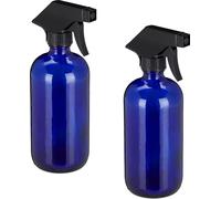 relaxdays Vaporisateur en verre, set de 2 pièces, bleu
