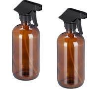 relaxdays Pulvérisateur en Verre, Lot de 2, 500 ML, Rechargeable, Vaporisateur Vide, brumisateur, Spray, Flacon, Marron
