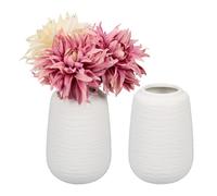 Relaxdays Vase décoratif en Lot de 2, Pot de Fleurs, en céramique, Dimensions de Chaque H x D : 15 x 10 cm, Blanc