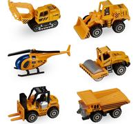 Relaxdays Véhicule de Chantier, lot 6, Jouet pour Votre Enfant, dès 3 Ans, métal et Plastique, Orange & Noir