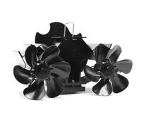 Relaxdays Ventilateur cheminée double, 15 x 23,5 x 15 cm, noir | Alimenté par la chaleur, sans électricité, 12 pales, conduit de poêle, ventilateur de poêle, silencieux, magnétique, collier