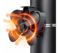 Relaxdays Ventilateur de cheminée, Noir | conduit de poêle, sans électricité, 4 pales, 14,5 x 16 x 15 cm, colliers, alu