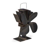 Relaxdays Ventilateur Ouvert sans Courant, sans Bruit, cheminée et Fours, la Chaleur, 4 Lames, pour cheminée, Bronze