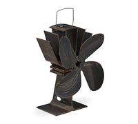 Relaxdays Ventilateur Ouvert sans Courant, sans Bruit, cheminée et Fours, la Chaleur, 4 Lames, pour cheminée, Bronze