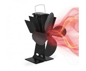 Relaxdays Ventilateur Ouvert sans Courant, sans Bruit, cheminée et Fours, la Chaleur, 4 Lames, pour cheminée, Noir.