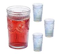 Relaxdays Verre à Boire, en Lot de 4, Convient au Lave-Vaisselle, Design Vintage, capacité : 360 ML, Non teinté